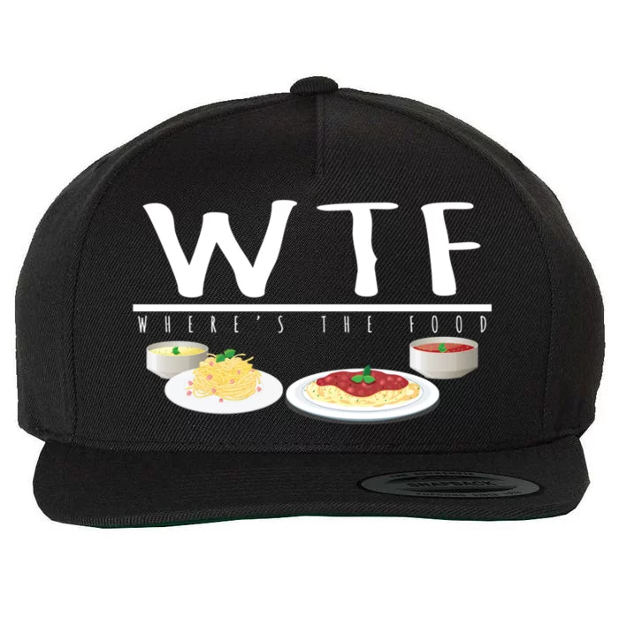 Italian Pasta Wtf Wheres The Food Spaghetti Design Gift Wool Snapback Cap