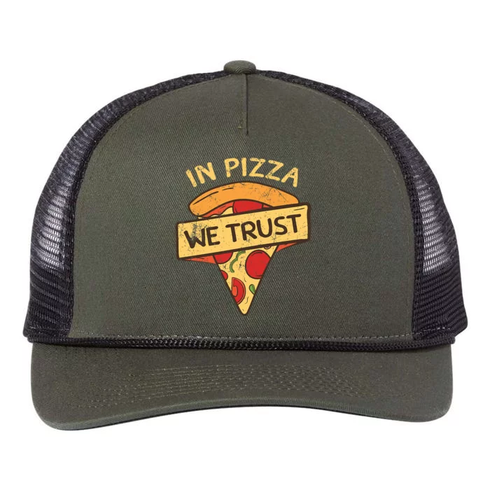 In Pizza We Trust Pizza Lover Retro Rope Trucker Hat Cap