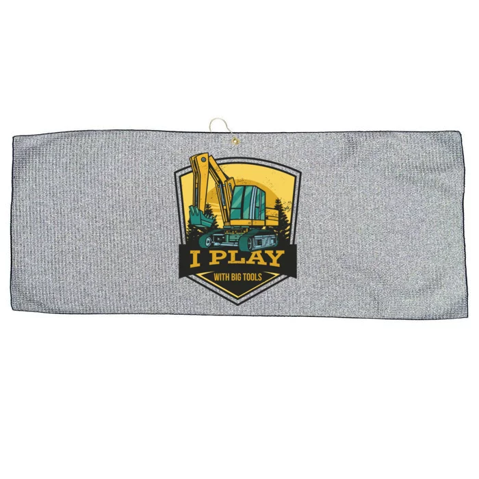 I Play With Big Tools Excavator Large Microfiber Waffle Golf Towel