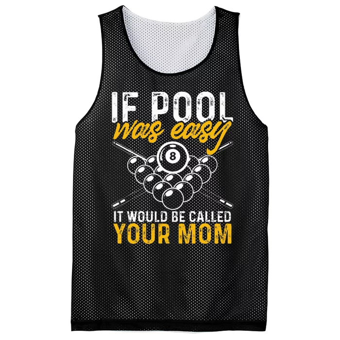 If Pool Was Easy Billiard Player Funny Mesh Reversible Basketball Jersey Tank