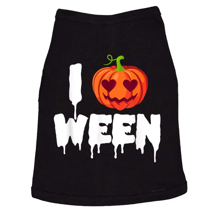 I Pumpkin Ween Funny Halloween Joke Quote Doggie Tank