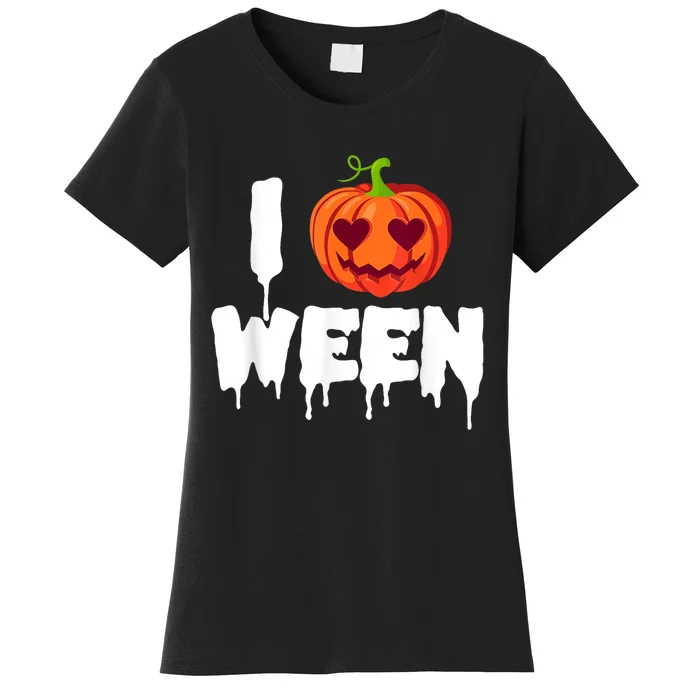 I Pumpkin Ween Funny Halloween Joke Quote Women's T-Shirt