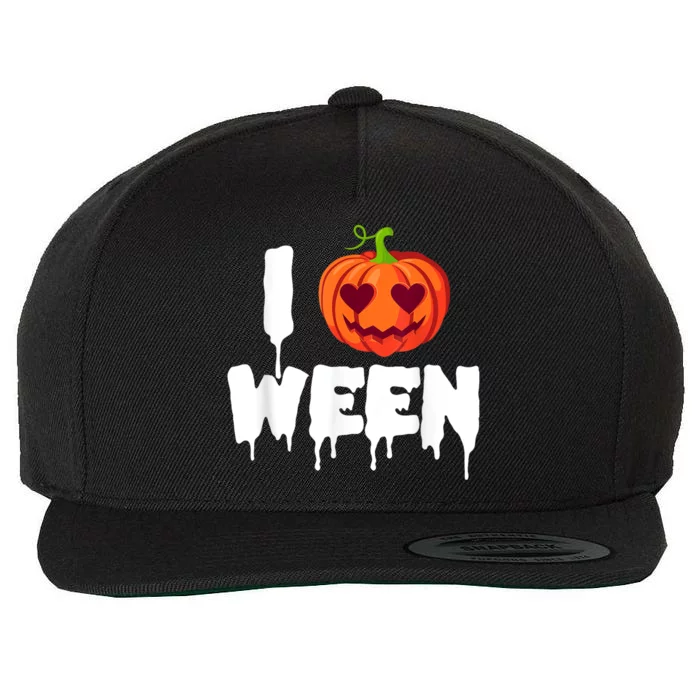 I Pumpkin Ween Funny Halloween Joke Quote Wool Snapback Cap