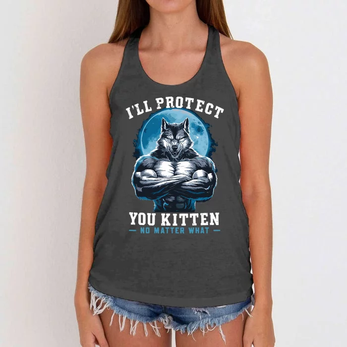 ILl Protect You Kitten No Matter What Women's Knotted Racerback Tank