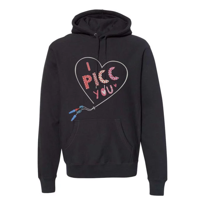 I Picc You Cute Heart Funny ICU ER Nurse Valentines Day Premium Hoodie