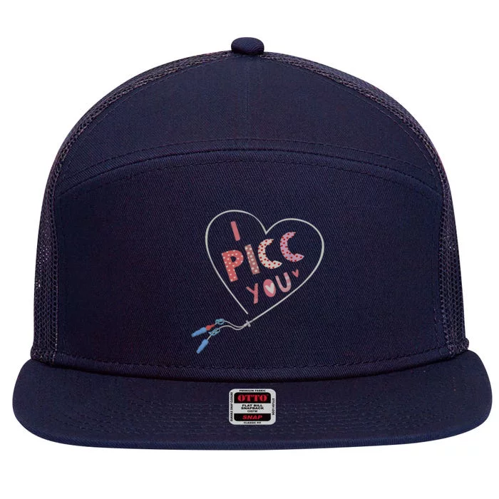 I Picc You Cute Heart Funny ICU ER Nurse Valentines Day 7 Panel Mesh Trucker Snapback Hat