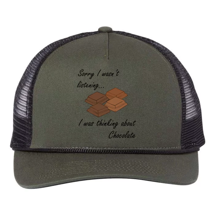 Ironic Quote Thinking About Chocolate Candy Cute Gift Retro Rope Trucker Hat Cap