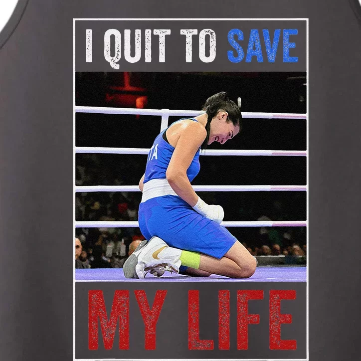 I Quit To Save My Life Carini Italian Boxer Women Boxing Performance Tank