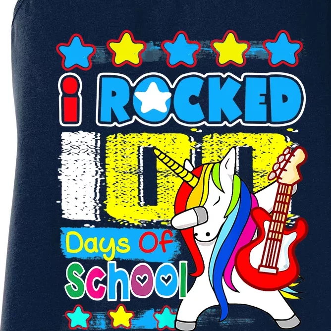 I Rocked 100 Days Of School 100th Day Guitar Music Gifts Women's Racerback Tank