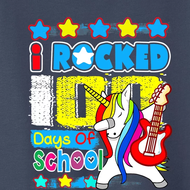 I Rocked 100 Days Of School 100th Day Guitar Music Gifts Toddler T-Shirt