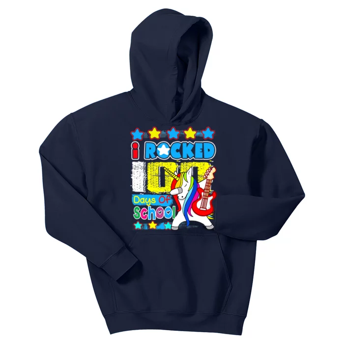 I Rocked 100 Days Of School 100th Day Guitar Music Gifts Kids Hoodie