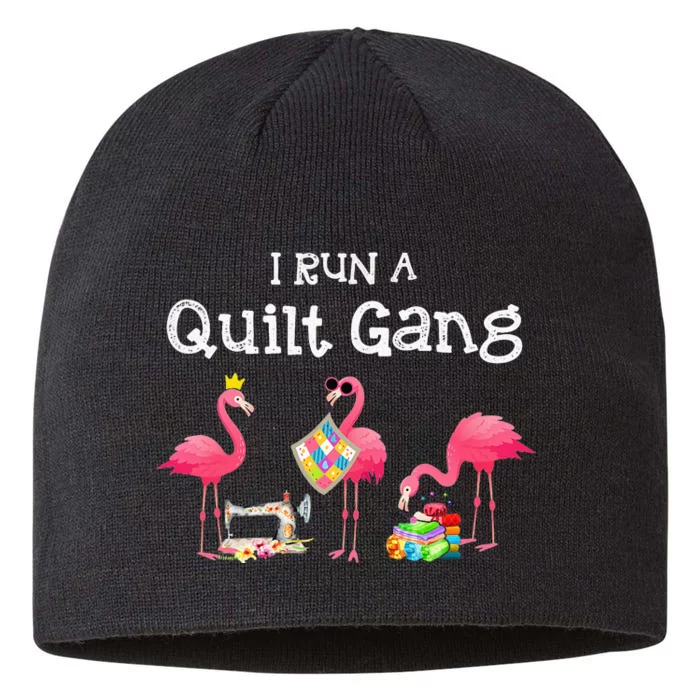 I run a quilt gang funny quilting 8 1/2in Sustainable Knit Beanie