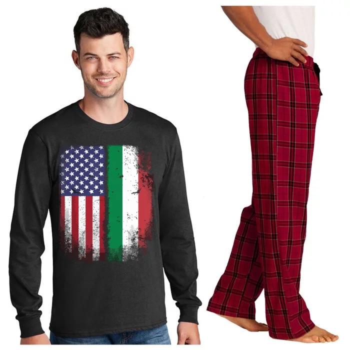 Italian Roots American Born Italia Usa Flag America Italy Long Sleeve Pajama Set