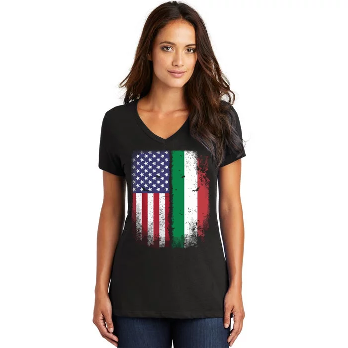 Italian Roots American Born Italia Usa Flag America Italy Women's V-Neck T-Shirt