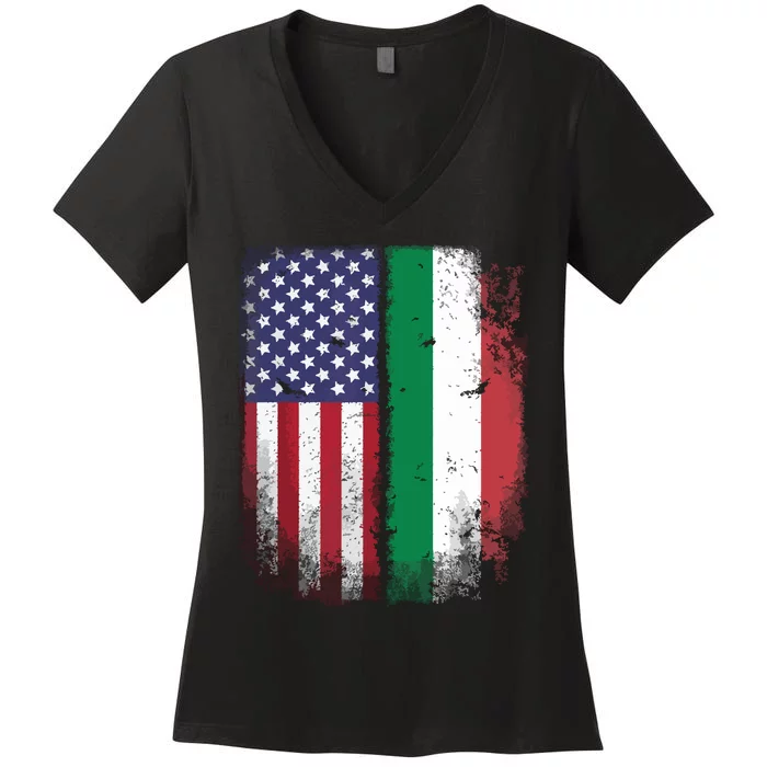 Italian Roots American Born Italia Usa Flag America Italy Women's V-Neck T-Shirt