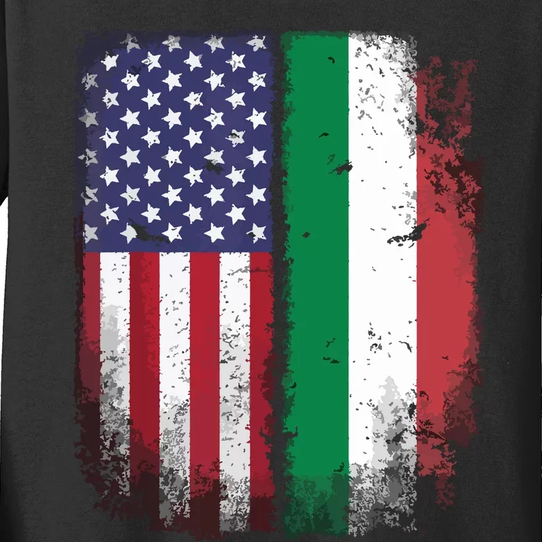 Italian Roots American Born Italia Usa Flag America Italy Kids Long Sleeve Shirt