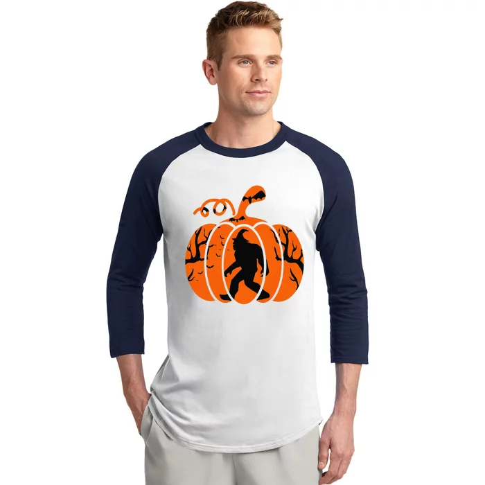 Im Really A Bigfoot Pumpkin Halloween Costumes Funny Baseball Sleeve Shirt