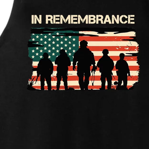 In Remembrance American Flag Usa Ladies Tri-Blend Wicking Tank