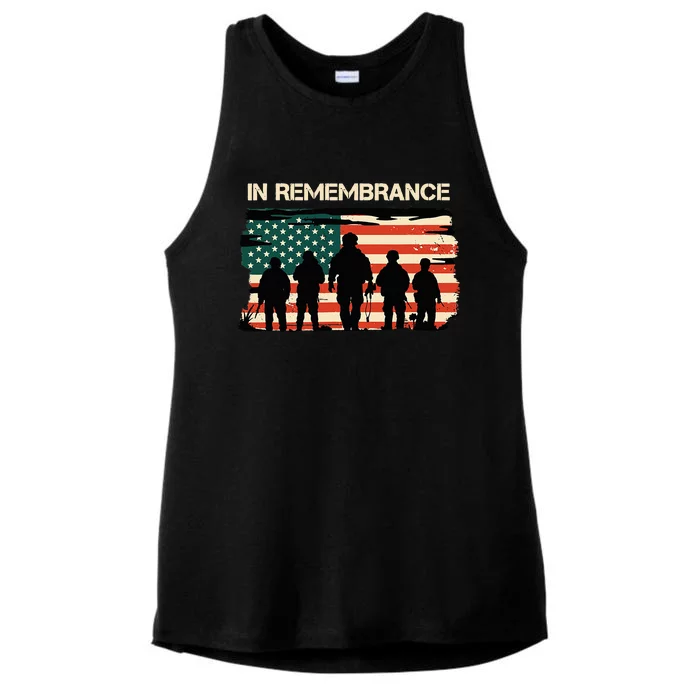 In Remembrance American Flag Usa Ladies Tri-Blend Wicking Tank