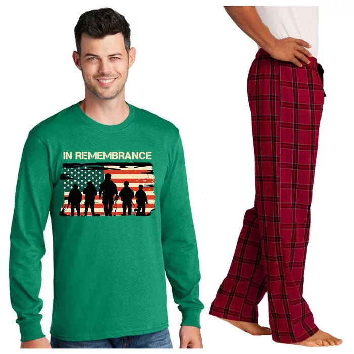 In Remembrance American Flag Usa Long Sleeve Pajama Set