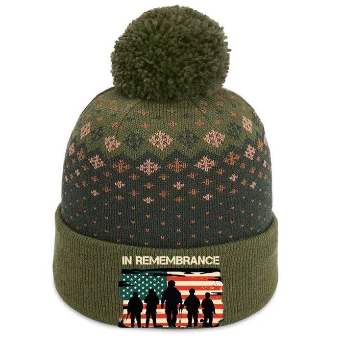 In Remembrance American Flag Usa The Baniff Cuffed Pom Beanie