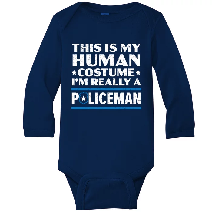 I'm Really A Policeman Police Officer Law Enforcement Gift Baby Long Sleeve Bodysuit