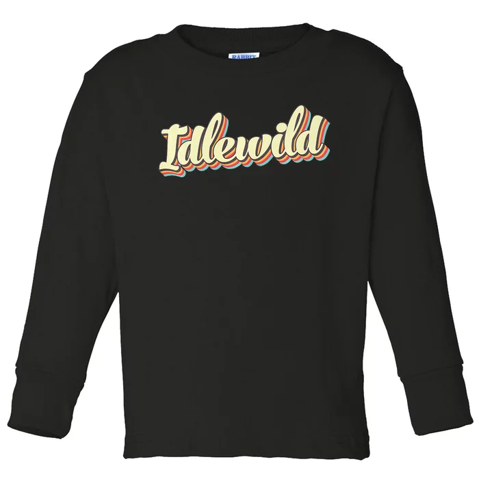 Idlewild Retro Art Baseball Font Vintage Toddler Long Sleeve Shirt