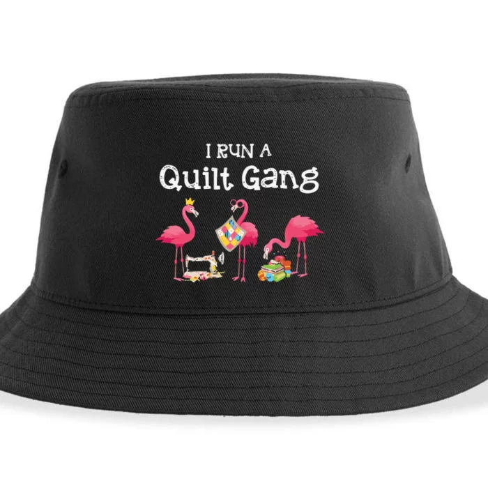 I Run A Quilt Gang Funny Quilting Sustainable Bucket Hat