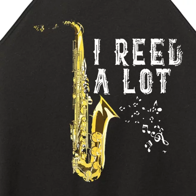 I Reed A Lot Funny Saxophonist Gift Jazz Music Saxophone Women’s Perfect Tri Rocker Tank