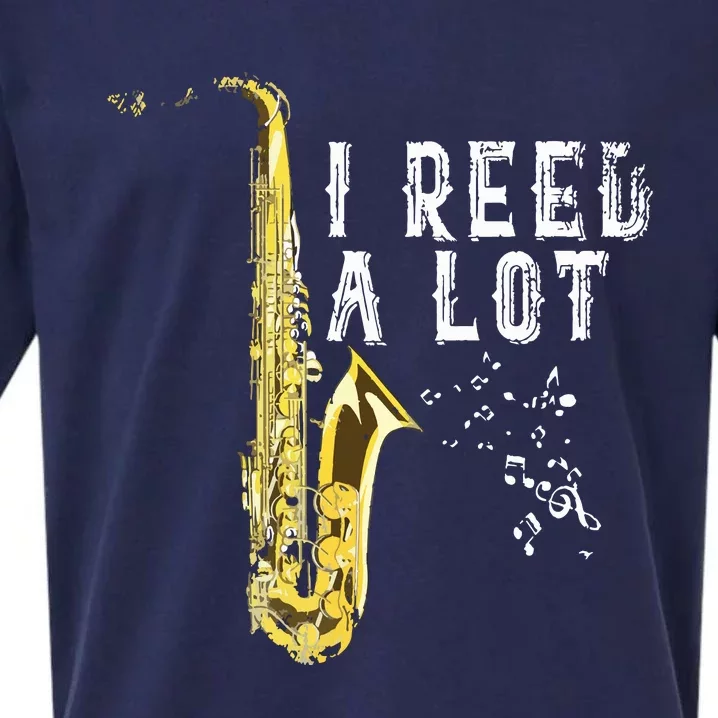 I Reed A Lot Funny Saxophonist Gift Jazz Music Saxophone Sueded Cloud Jersey T-Shirt