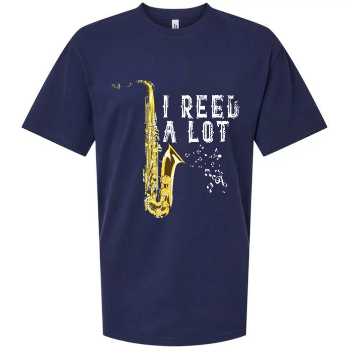 I Reed A Lot Funny Saxophonist Gift Jazz Music Saxophone Sueded Cloud Jersey T-Shirt