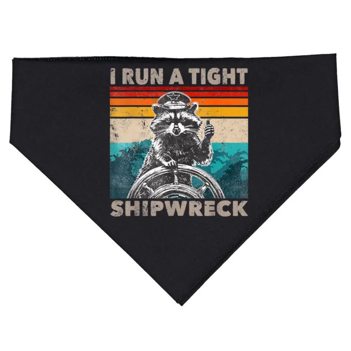 I Run A Tight Shipwreck Funny Raccoon Captain USA-Made Doggie Bandana