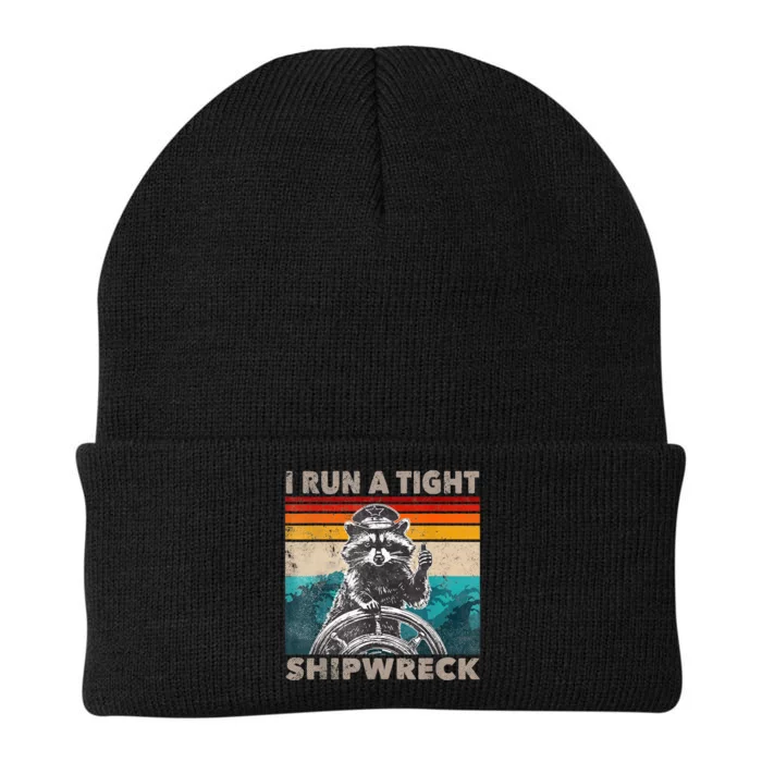 I Run A Tight Shipwreck Funny Raccoon Captain Knit Cap Winter Beanie