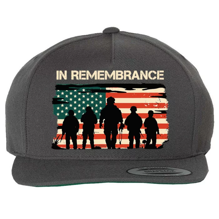 In Remembrance American Flag Usa Veterans Day Wool Snapback Cap