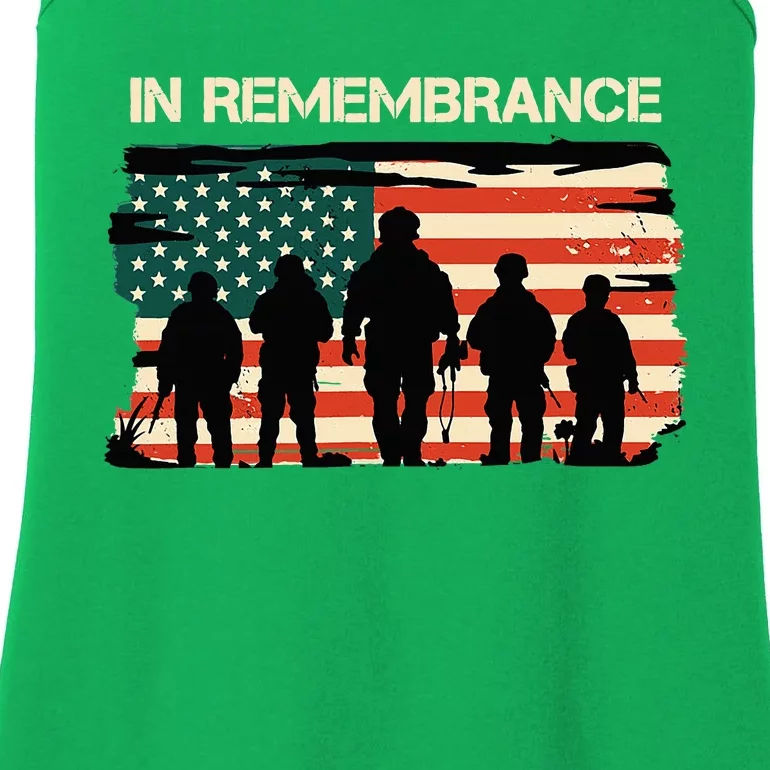 In Remembrance American Flag Usa Veterans Day Ladies Essential Tank