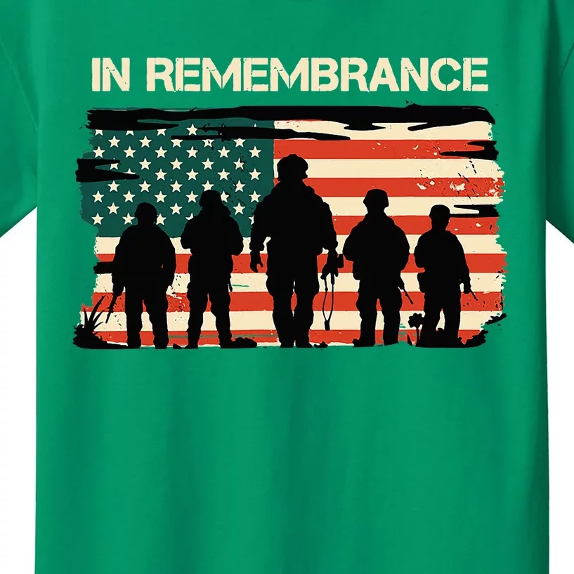 In Remembrance American Flag Usa Veterans Day Kids T-Shirt