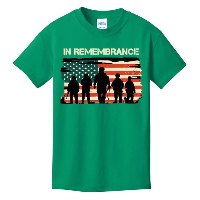 In Remembrance American Flag Usa Veterans Day Kids T-Shirt