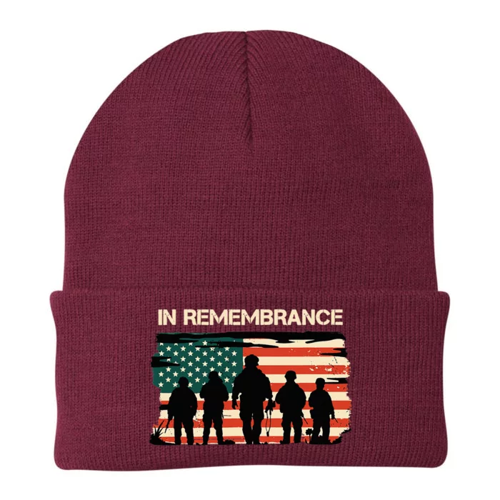 In Remembrance American Flag Usa Veterans Day Knit Cap Winter Beanie