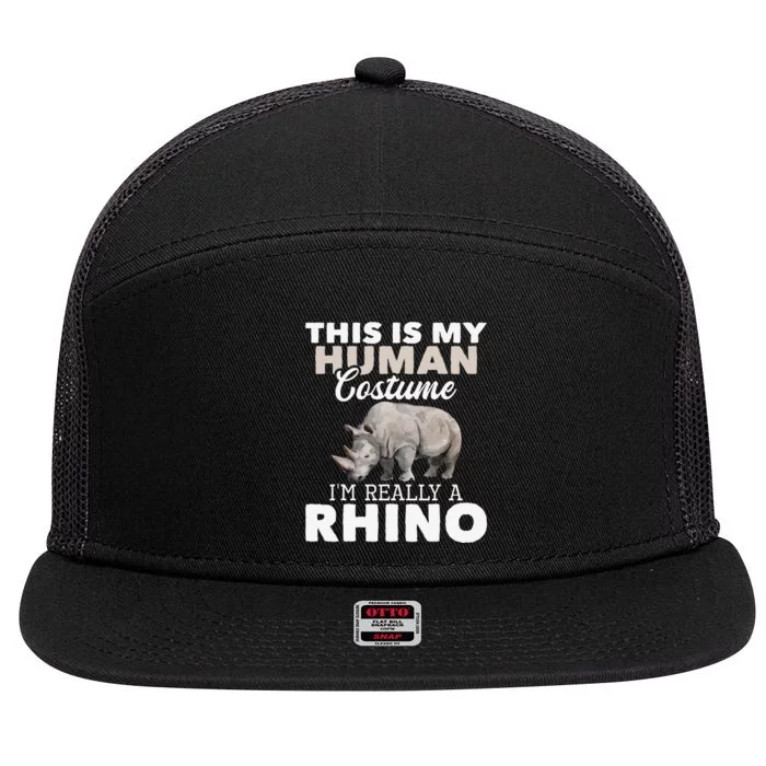 I'm Really A Rhino Rhinoceros Zoology Safari Animal Lover 7 Panel Mesh Trucker Snapback Hat