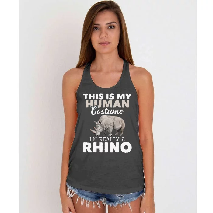 I'm Really A Rhino Rhinoceros Zoology Safari Animal Lover Women's Knotted Racerback Tank