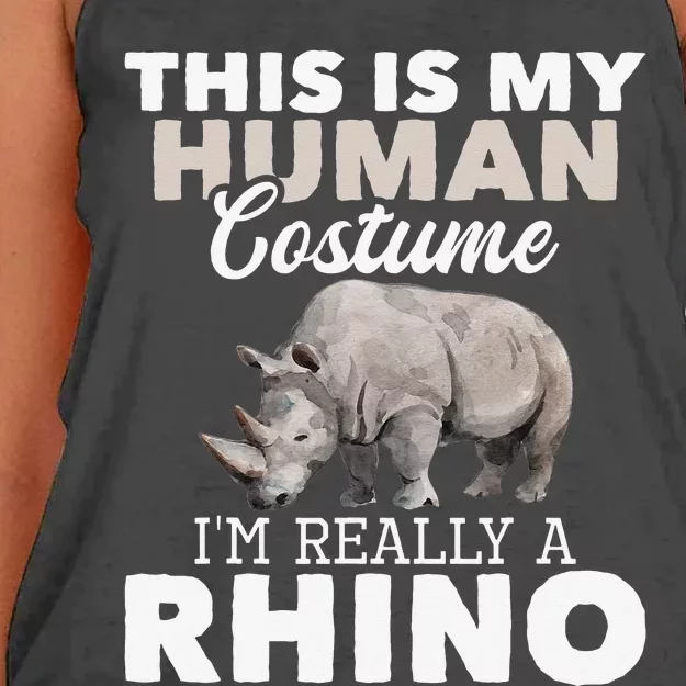 I'm Really A Rhino Rhinoceros Zoology Safari Animal Lover Women's Knotted Racerback Tank