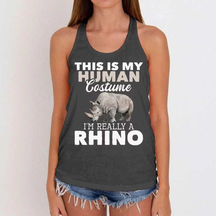 I'm Really A Rhino Rhinoceros Zoology Safari Animal Lover Women's Knotted Racerback Tank