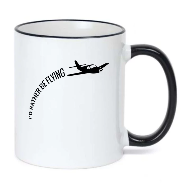 Id Rather Be Flying Airplane Pilot Black Color Changing Mug