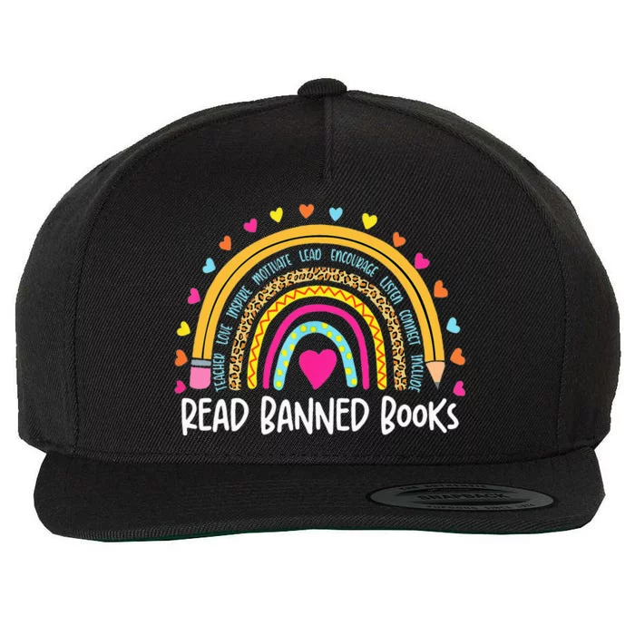 I Read Banned Books Rainbow Readers Reading Gift Wool Snapback Cap