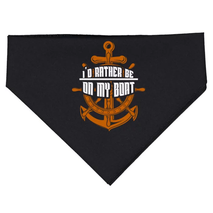 I'd Rather Be On My Boat Funny Gift Sailing Funny Gift Boating Gift USA-Made Doggie Bandana