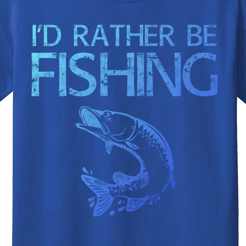 ID Rather Be Fishing Funny Gift Fisher Gift Kids T-Shirt