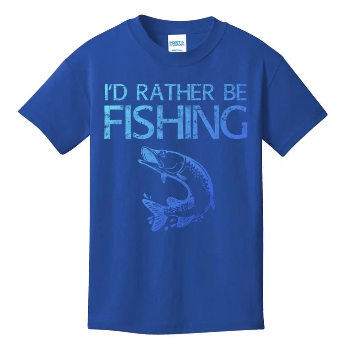 ID Rather Be Fishing Funny Gift Fisher Gift Kids T-Shirt