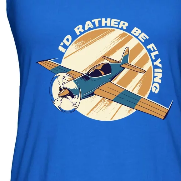 Id Rather Be Flying Retro Airplane Aviation Pilot Funny Gift Ladies Essential Flowy Tank