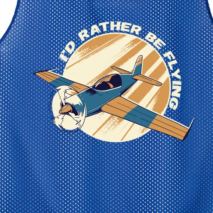 Id Rather Be Flying Retro Airplane Aviation Pilot Funny Gift Mesh Reversible Basketball Jersey Tank