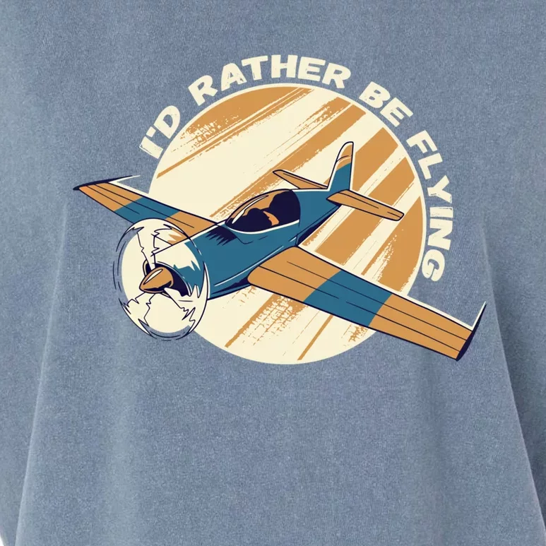 Id Rather Be Flying Retro Airplane Aviation Pilot Funny Gift Garment-Dyed Women's Muscle Tee